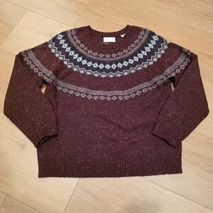 Original Weatherproof Vintage Pullover Sweater Womens XL Maroon Knit Fair Isle